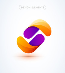 Vector abstract logo template. Flat material design with 3d elements. Square and rounded icon