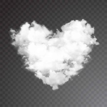 Realistic Vector Cloud Heart. Transparent Background.
