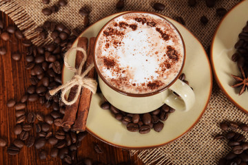 Wall Mural - coffee with milk foam and chocolate