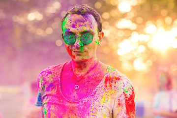 girl celebrate holi festival