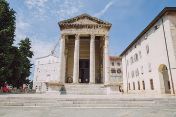 Pula old city center, Croatia. Travel photo.