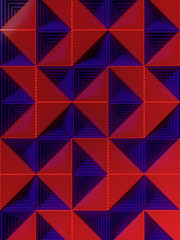 Aufkleber - Dark blue surface with a pattern of red panels. 3d rendering