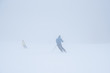 Skier silhouette in white winter nature