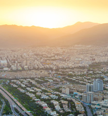 Wall Mural - Tehran skyline at sunset, Iran