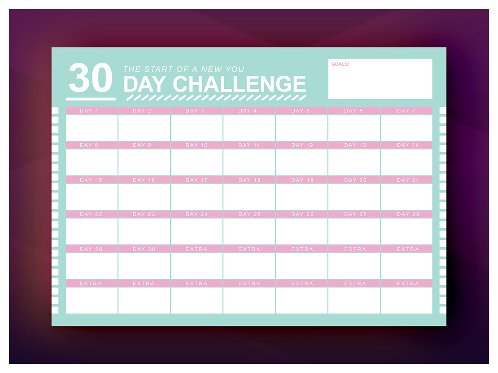 30 Day Challenge Monthly Calendar Layout 1 Stock Template | Adobe Stock