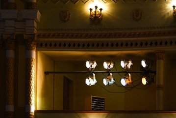 Searchlights in the theater stage lighting