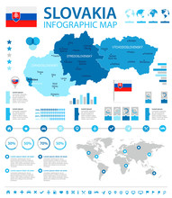 Slovakia - Infographic Map And Flag - Detailed Vector Illustration