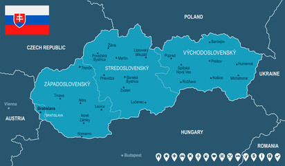 Wall Mural - Slovakia - map and flag - Detailed Vector Illustration