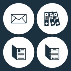Poster - Vector Illustration Set Office Document Icons. Elements of Mail, Folder and Documents