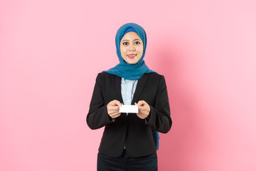 Wall Mural - beauty muslim lady office worker face to camera