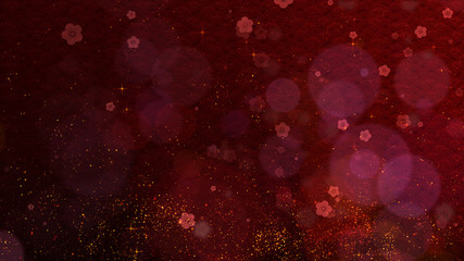 Poster - Chinese New Year background with cherry blossom flowers blooming and Chinese lanterns decoration