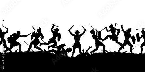 Fotomural Ancient battle scene silhouette
