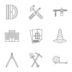 Poster - repair icons set, outline style