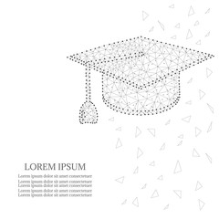 Polygonal graduation cap dot black-white 3