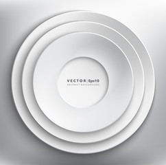 Wall Mural - Abstract vector background. White paper circles. Round paper frame. Isolated with realistic light and shadow on the white panel. Vector illustration. Eps10.