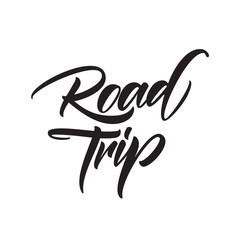 Fototapete - Handwritten type lettering of Road Trip isolated on white background.