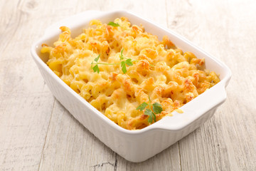 cheesy pasta in dish