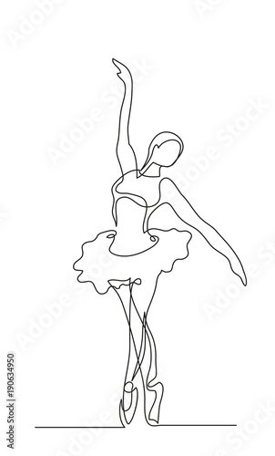 Continuous line drawing. Illustration shows a Ballerina in motion. Art ...