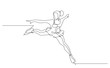 Continuous line drawing. Illustration shows a skater performs exercises. Figure skating. Winter sport. Vector illustration