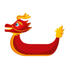 Sticker - red dragon boat cartoon chinese vector illustration