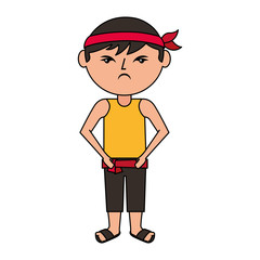 Poster - angry cartoon chinese man standing vector illustration