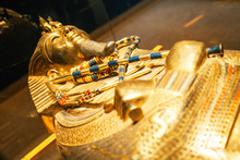 Original Gold Mask Of The Pharaoh In Museum