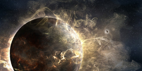 Wall Mural - outer planet wrapped in a cosmic cloud