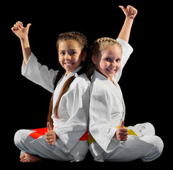 Wall Mural - Little girls martial arts fighters