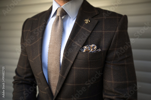 Cuadros en Lienzo Man in elegant tailored suit posing