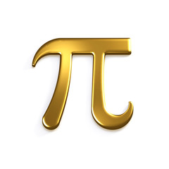 pi number gold mathematical symbol. 3d render illustration