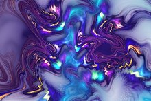 Abstract Blue, Violet And Orange Swirly Shapes. Fantasy Fractal Texture. Digital Art. 3D Rendering.
