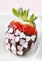 Canvas Print - Chocolate dipped strawberries and bananas.