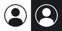 Vector User Icon. Two-tone Version On Black And White Background
