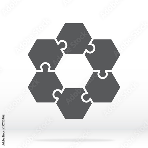 Simple Icon Hexagonal Puzzles In Gray Puzzle Of The Six Simple Icon Hexagonal Puzzles In Gray Puzzle Of The Six Elements Flat