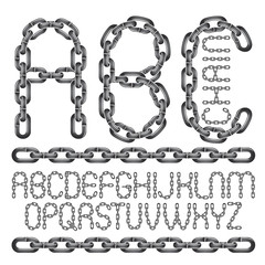 Fototapete - Vector font, trendy typescript can be used in poster creation. Capital decorative letters, abc created using connected chain link.