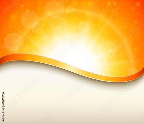 Sunny orange background with copy space, spring design.