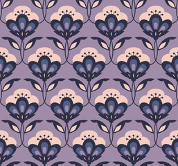 Poster - seamless retro floral pattern