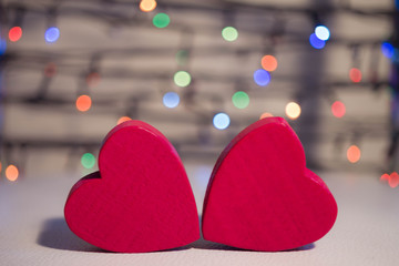 Red heart on bokeh background - valentine's day concept