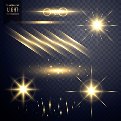 Wall Mural - collection of transparent lens flares light effect with twinkle stars