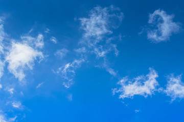 Wall Mural - Blue sky background with tiny clouds. White fluffy clouds in the blue sky