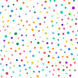 Watercolor confetti seamless pattern. Hand painted tempting circles. Watercolor confetti circles. White scattered circles pattern. 238.