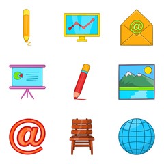 Poster - Correspondence icons set, cartoon style