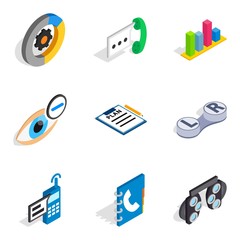 Poster - Communication mailed icons set, isometric style