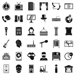 Poster - Hardware tech icons set, simple style