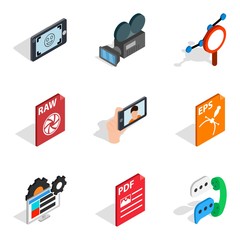 Poster - Multimedia icons set, isometric style