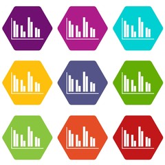 Poster - Financial analysis chart icon set color hexahedron