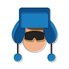 Sticker - Man with winter hat and googles icon vector illustration graphic design