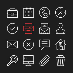 Poster - Office line icons. Modern graphic elements, simple outline thin line design symbols. Vector icons set