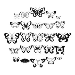 Poster - butterfly icons set. simple illustration of 25 butterfly vector icons for web