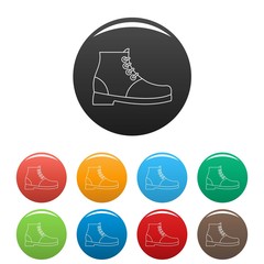 Sticker - Hiking boots icons color set isolated on white background for any web design